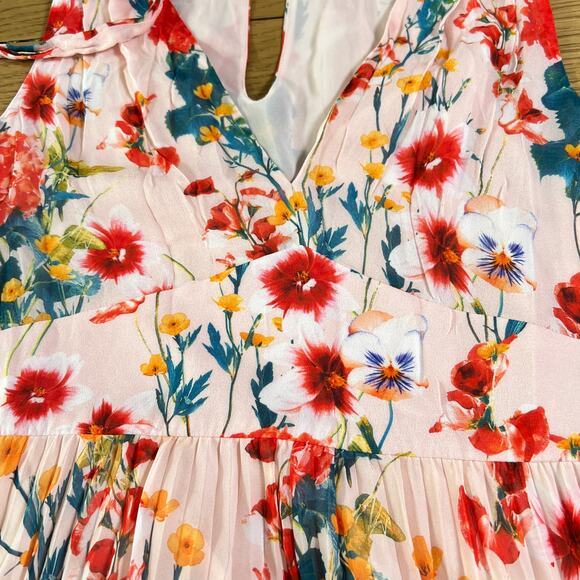 Karen Millen Romantic Floral Pleated Chiffon Midi Dress Sz 6 Statement Old Money - Picture 3 of 7